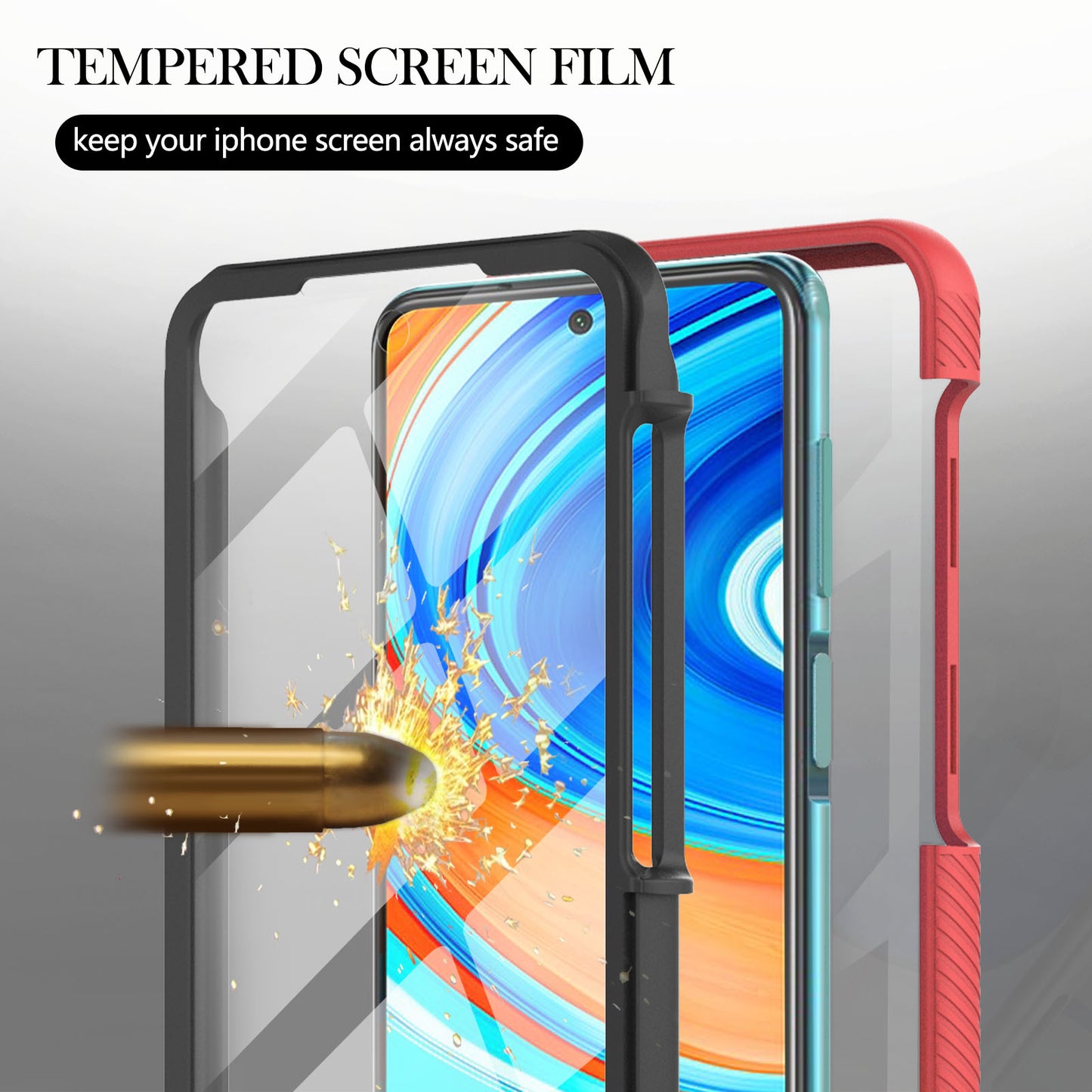 Full-Coverage Protection PC+TPU Protective Case with PET Screen Protector for Xiaomi Redmi Note 9S / Redmi Note 9 Pro / Redmi Note 9 Pro Max