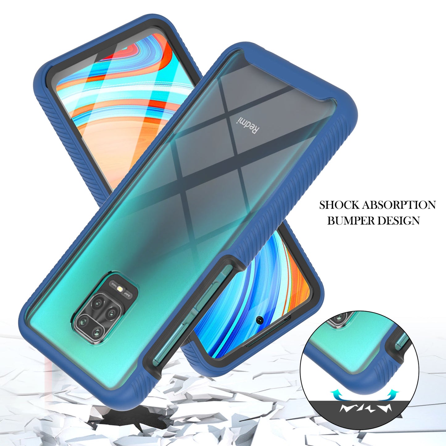 Full-Coverage Protection PC+TPU Protective Case with PET Screen Protector for Xiaomi Redmi Note 9S / Redmi Note 9 Pro / Redmi Note 9 Pro Max