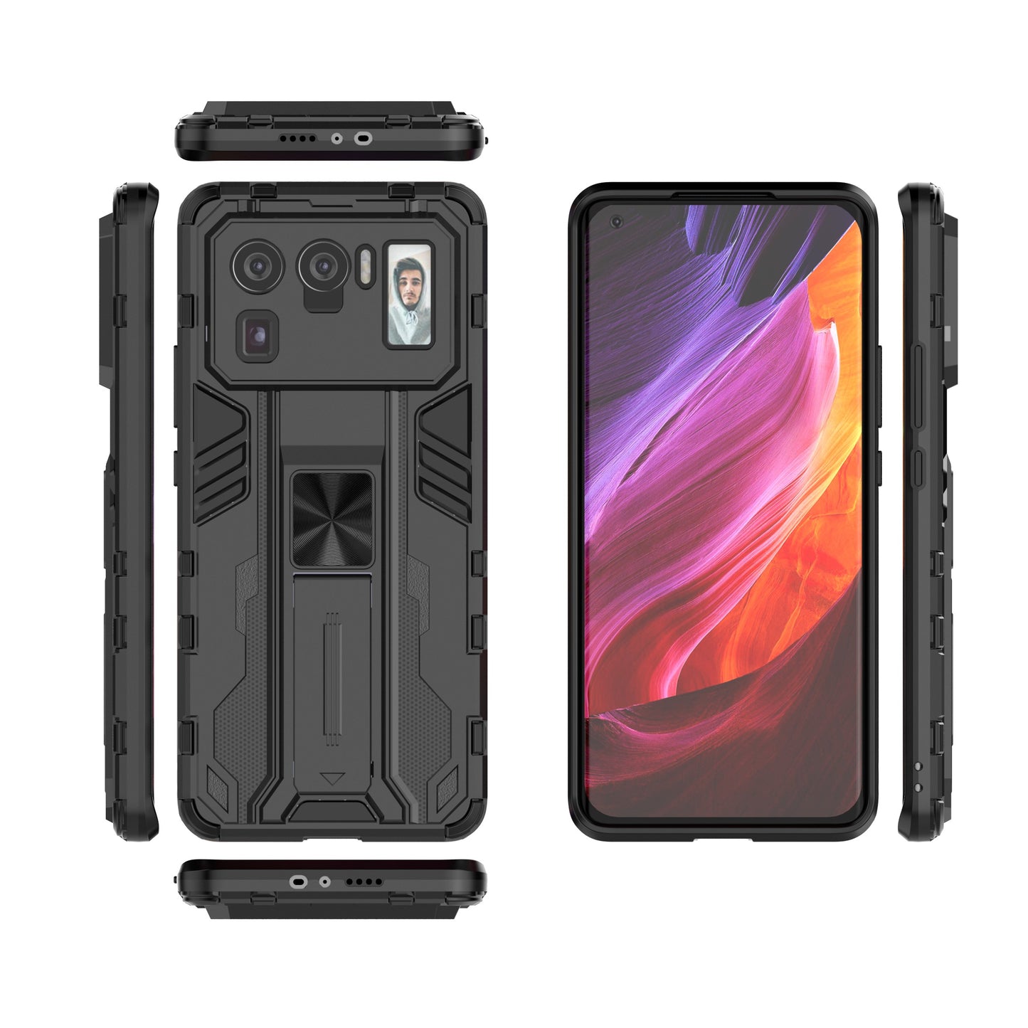 Well-Protected PC + TPU Combo Shockproof Phone Case with Kickstand Design for Xiaomi Mi 11 Ultra
