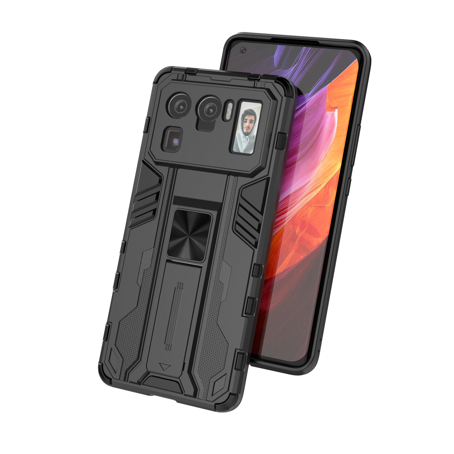 Well-Protected PC + TPU Combo Shockproof Phone Case with Kickstand Design for Xiaomi Mi 11 Ultra