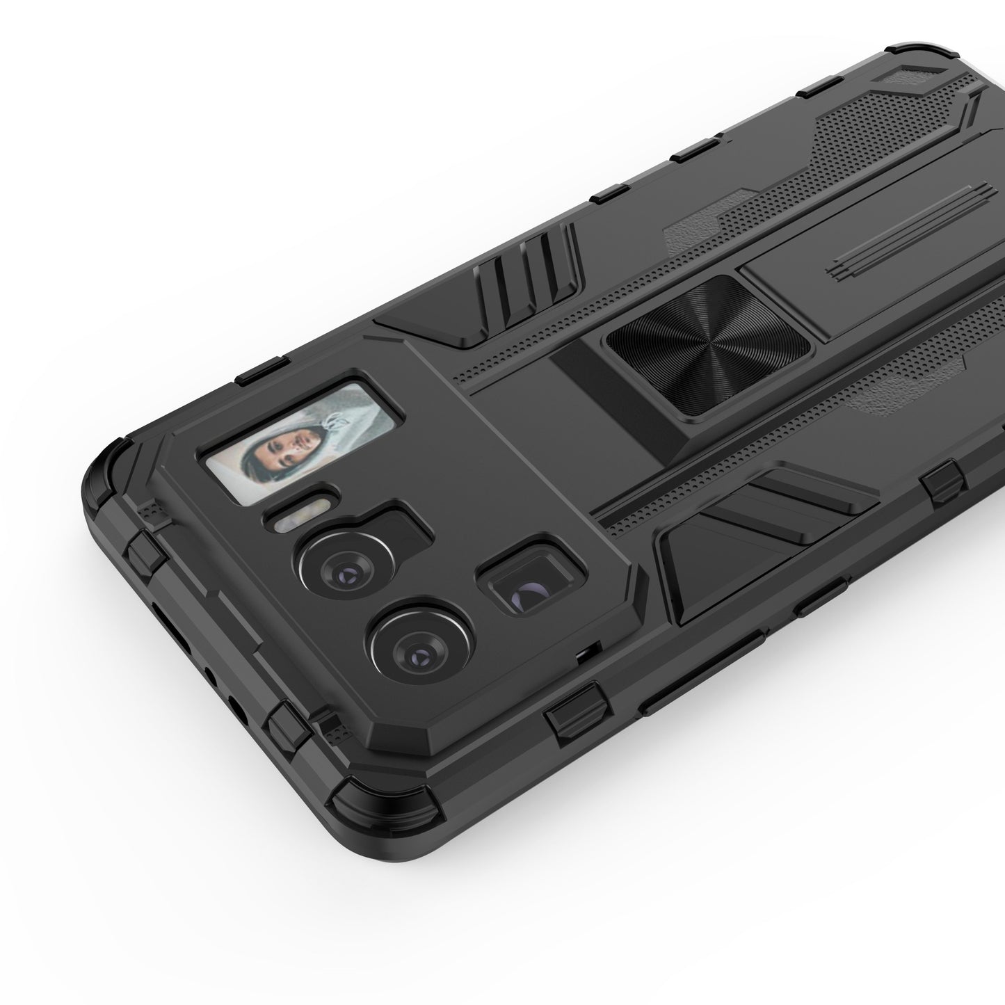 Well-Protected PC + TPU Combo Shockproof Phone Case with Kickstand Design for Xiaomi Mi 11 Ultra