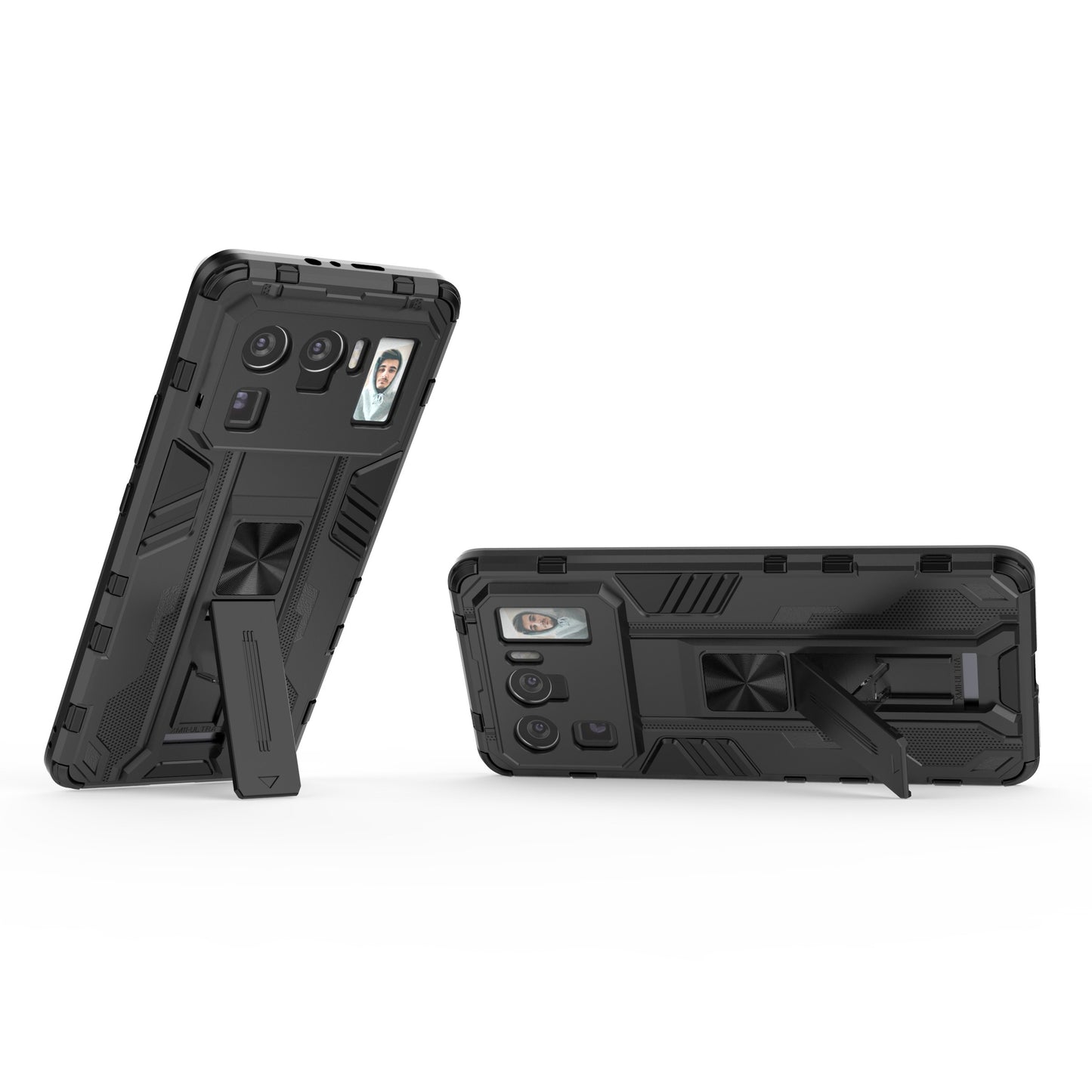 Well-Protected PC + TPU Combo Shockproof Phone Case with Kickstand Design for Xiaomi Mi 11 Ultra