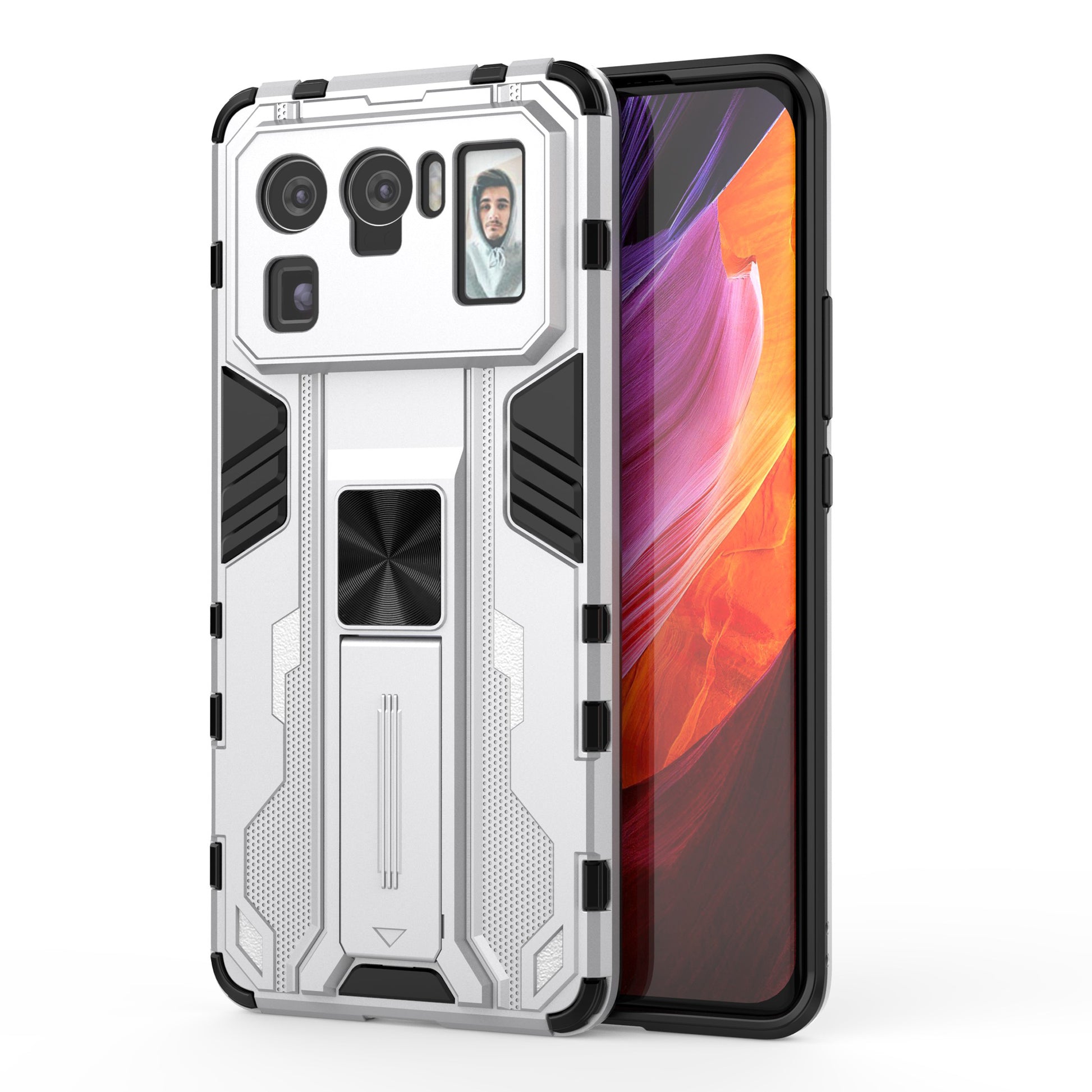 Well-Protected PC + TPU Combo Shockproof Phone Case with Kickstand Design for Xiaomi Mi 11 Ultra