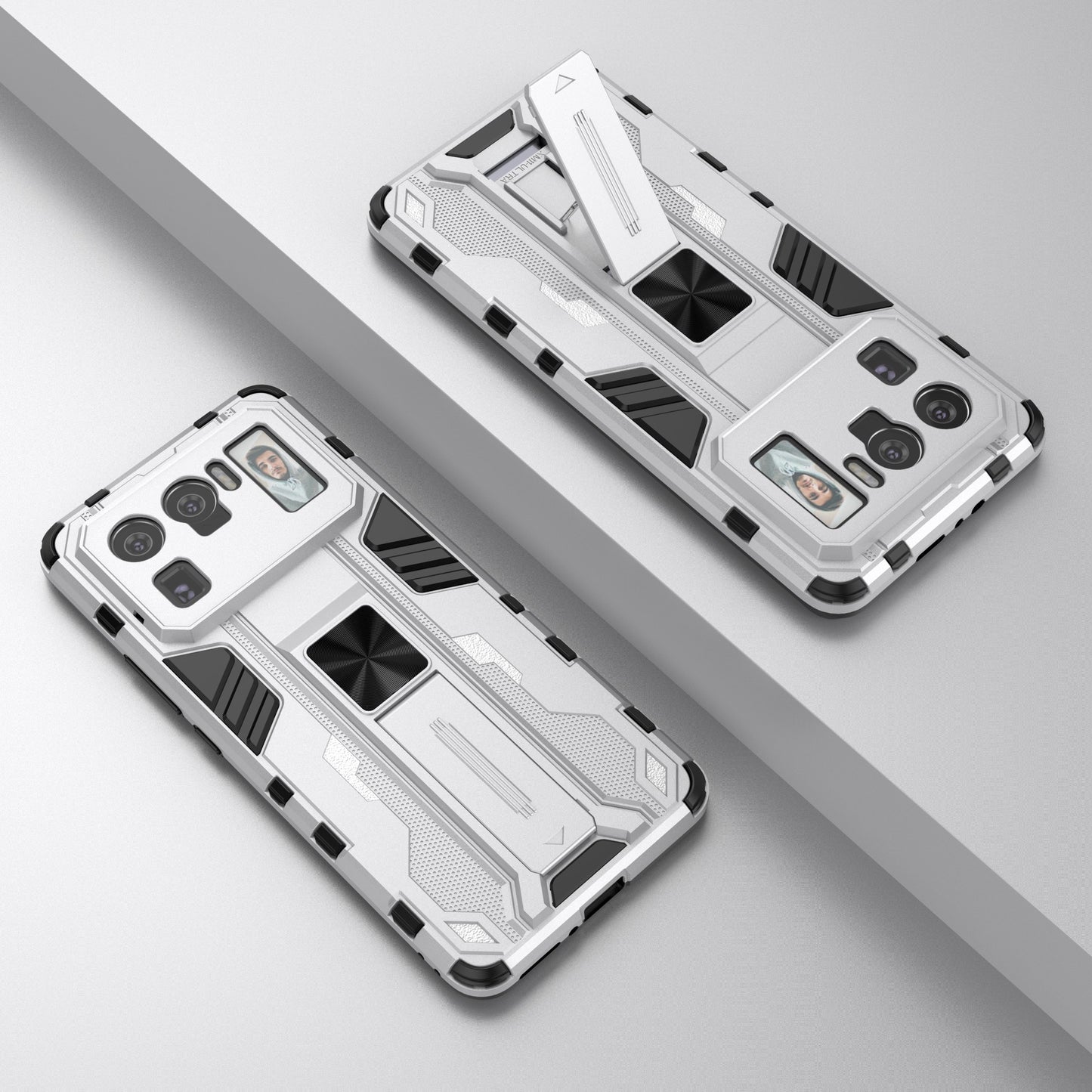 Well-Protected PC + TPU Combo Shockproof Phone Case with Kickstand Design for Xiaomi Mi 11 Ultra