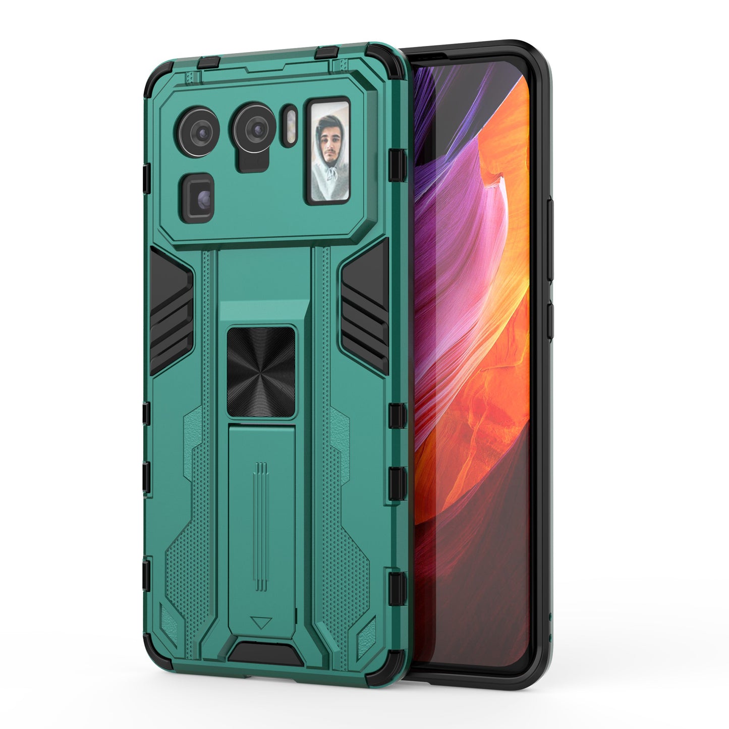 Well-Protected PC + TPU Combo Shockproof Phone Case with Kickstand Design for Xiaomi Mi 11 Ultra