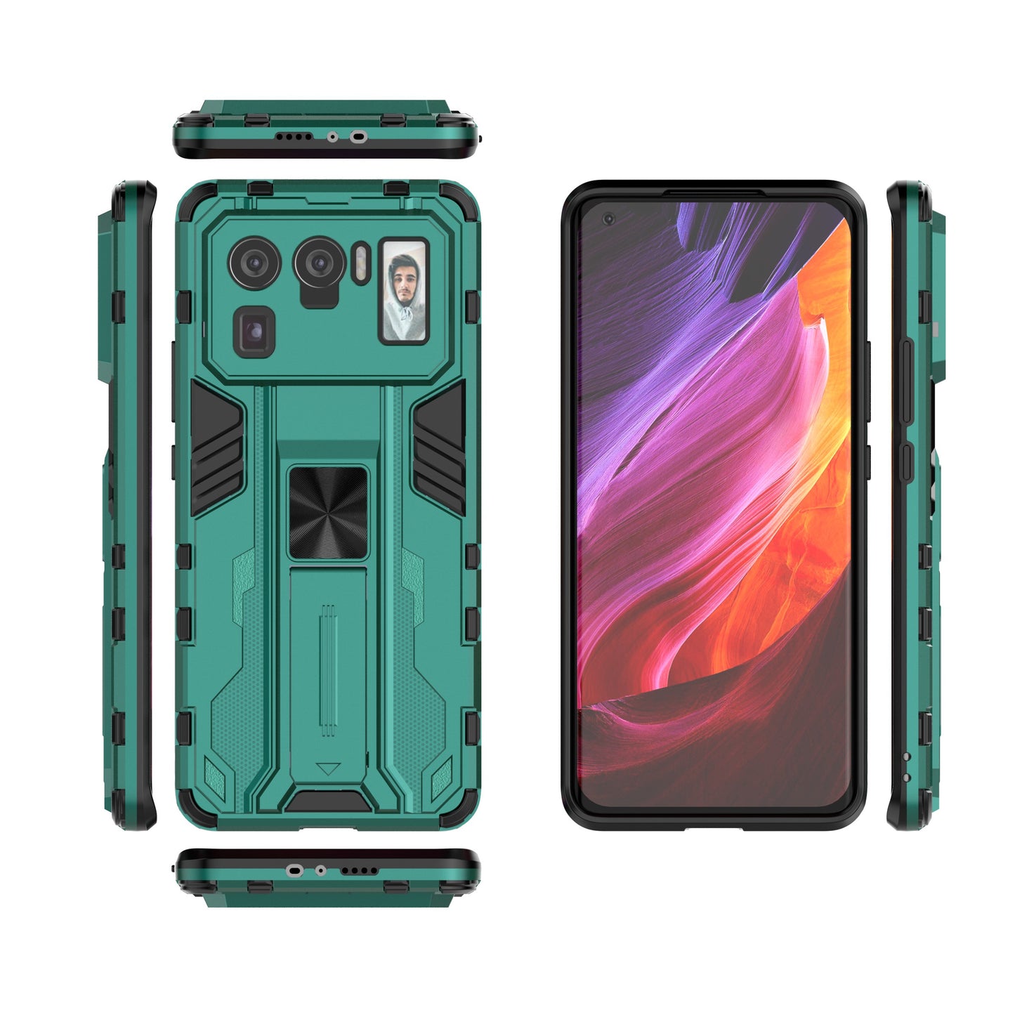 Well-Protected PC + TPU Combo Shockproof Phone Case with Kickstand Design for Xiaomi Mi 11 Ultra