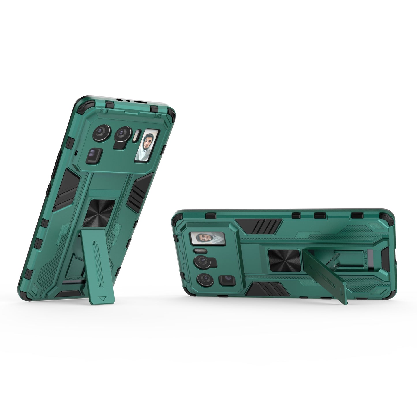Well-Protected PC + TPU Combo Shockproof Phone Case with Kickstand Design for Xiaomi Mi 11 Ultra