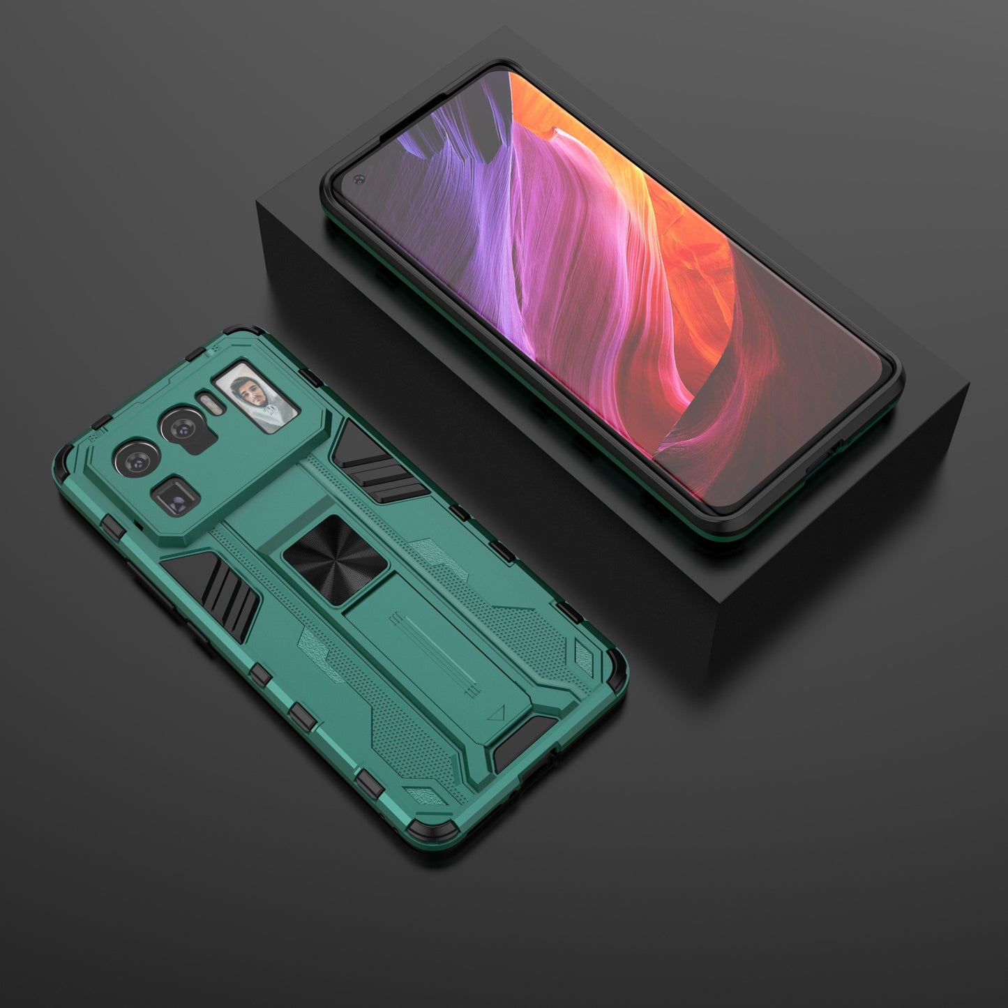 Well-Protected PC + TPU Combo Shockproof Phone Case with Kickstand Design for Xiaomi Mi 11 Ultra