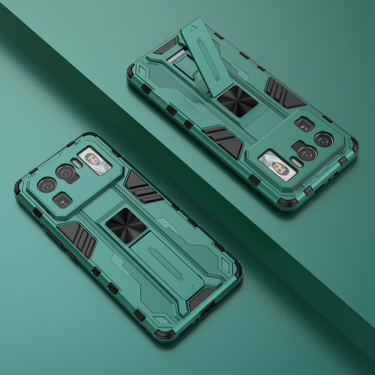 Well-Protected PC + TPU Combo Shockproof Phone Case with Kickstand Design for Xiaomi Mi 11 Ultra