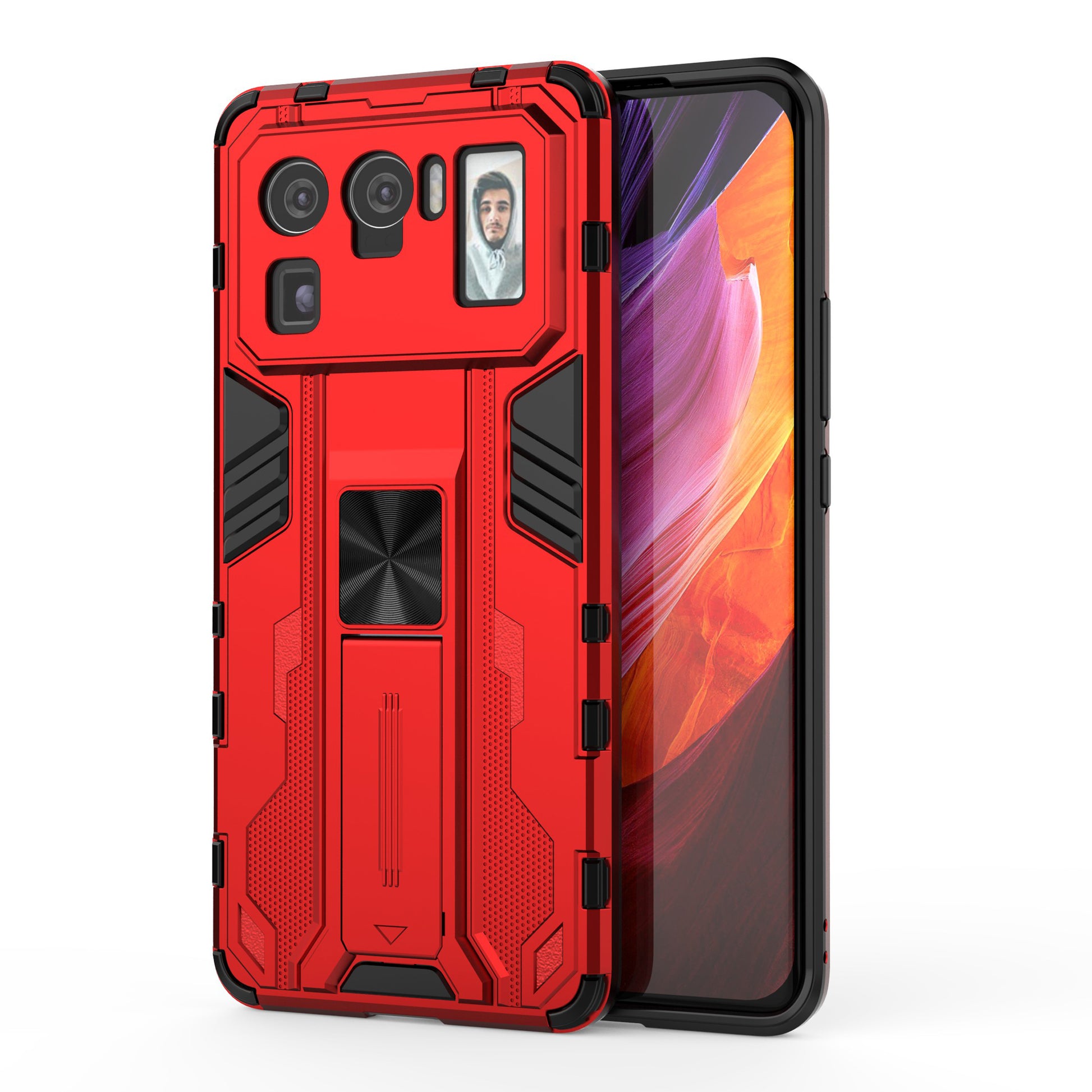 Well-Protected PC + TPU Combo Shockproof Phone Case with Kickstand Design for Xiaomi Mi 11 Ultra