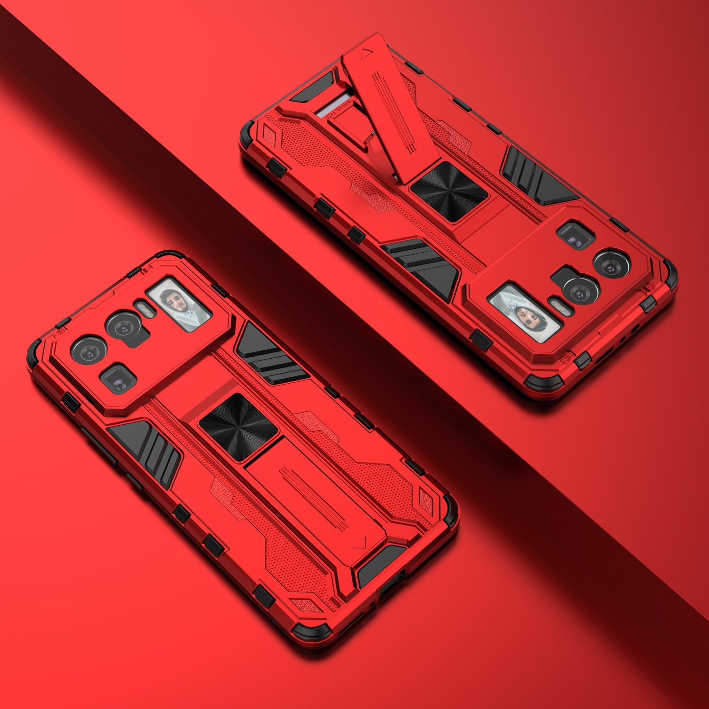 Well-Protected PC + TPU Combo Shockproof Phone Case with Kickstand Design for Xiaomi Mi 11 Ultra