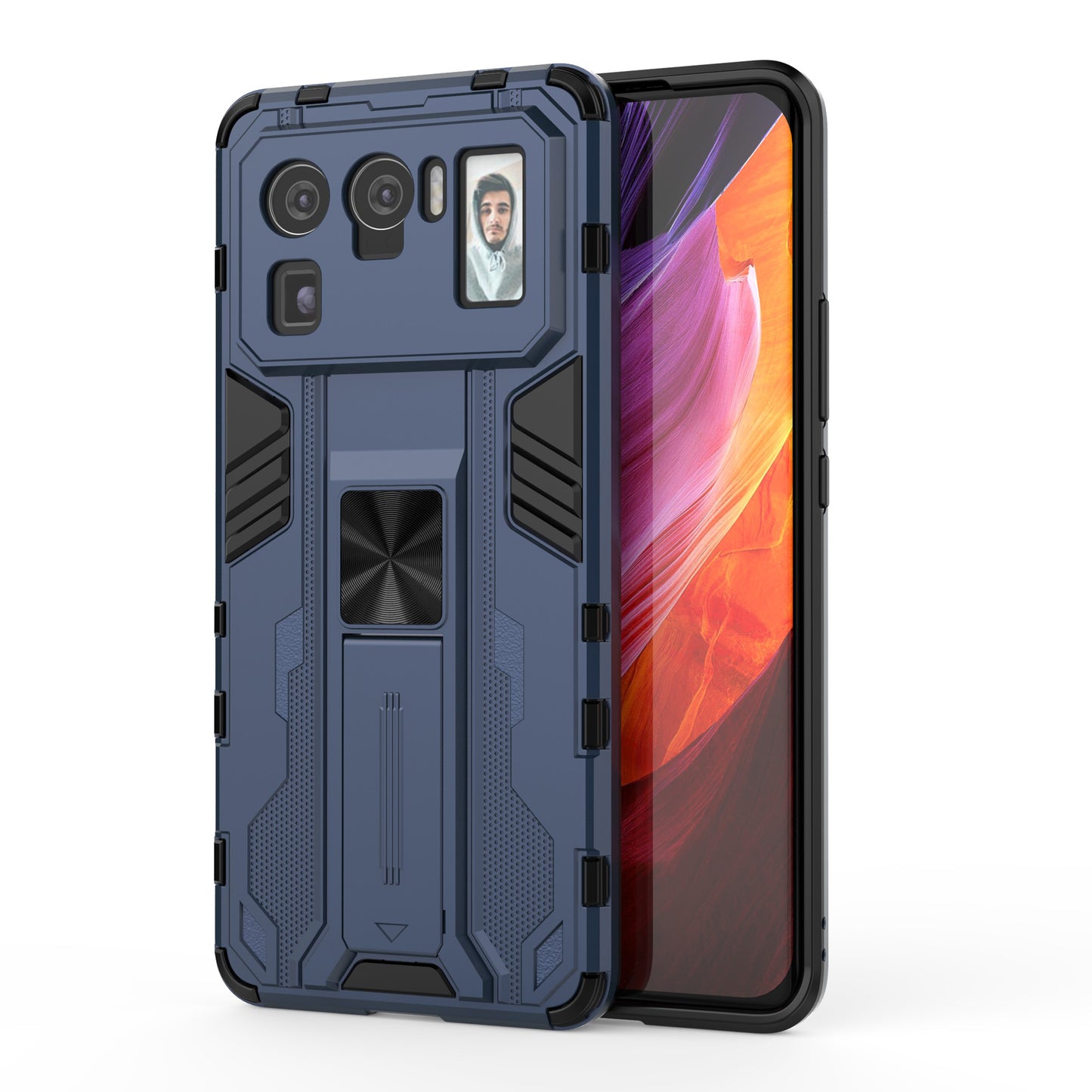 Well-Protected PC + TPU Combo Shockproof Phone Case with Kickstand Design for Xiaomi Mi 11 Ultra