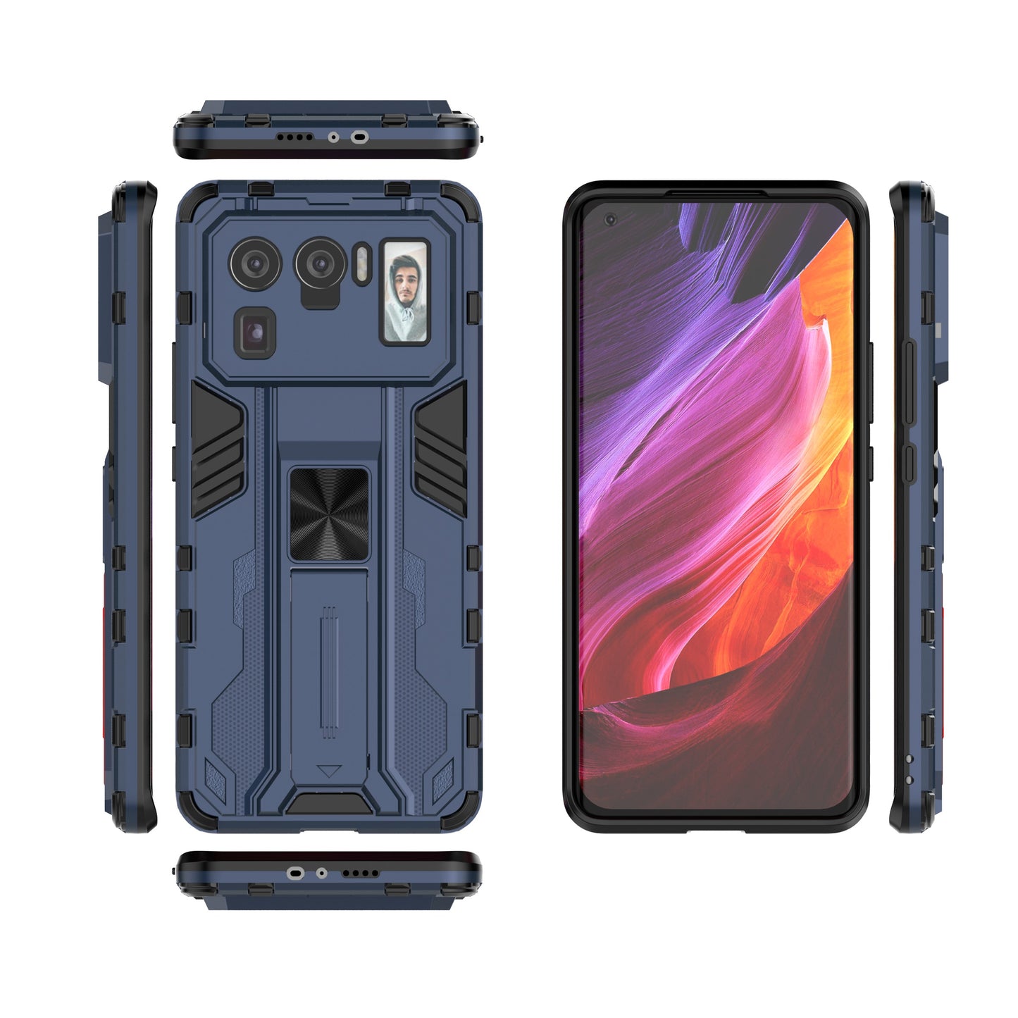 Well-Protected PC + TPU Combo Shockproof Phone Case with Kickstand Design for Xiaomi Mi 11 Ultra