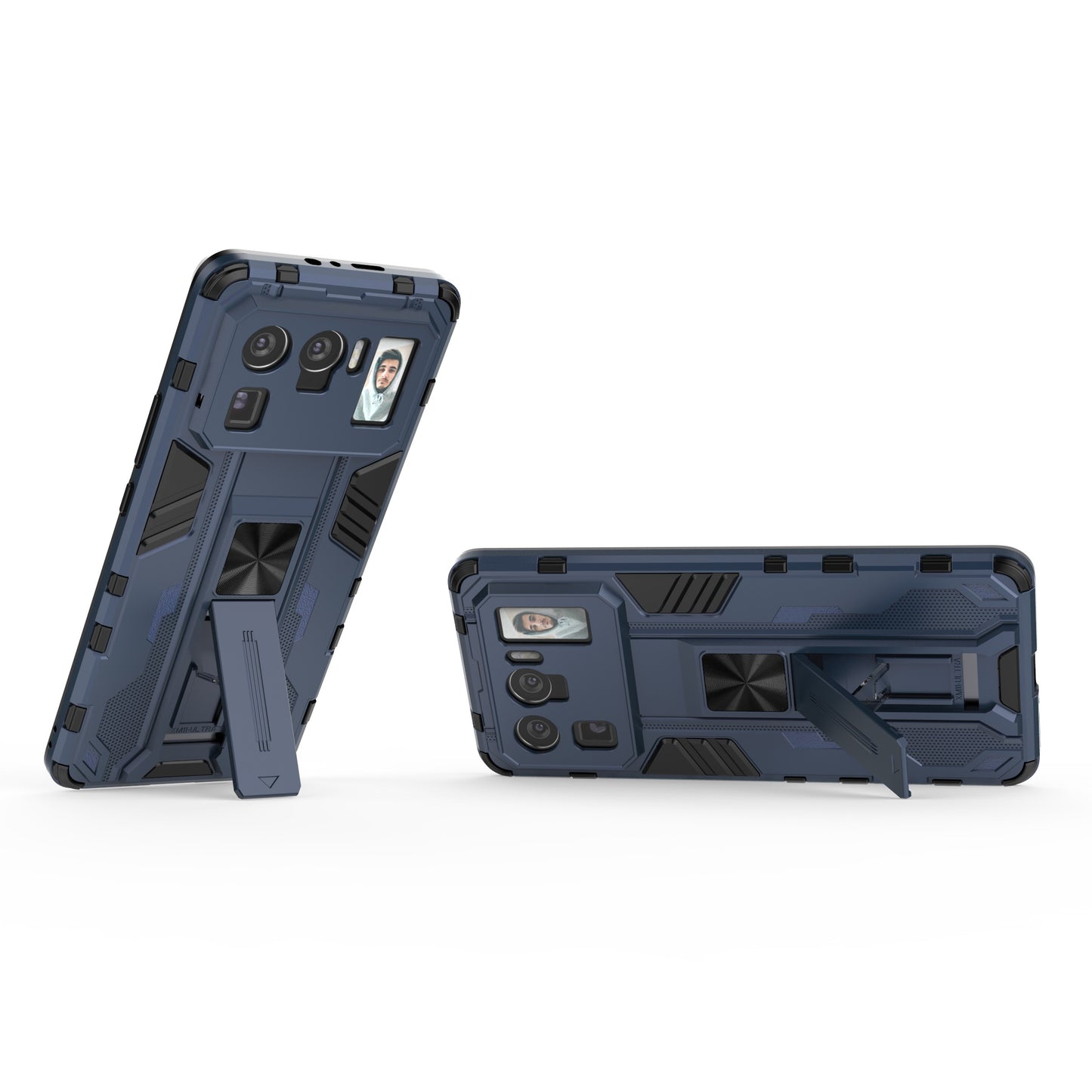 Well-Protected PC + TPU Combo Shockproof Phone Case with Kickstand Design for Xiaomi Mi 11 Ultra