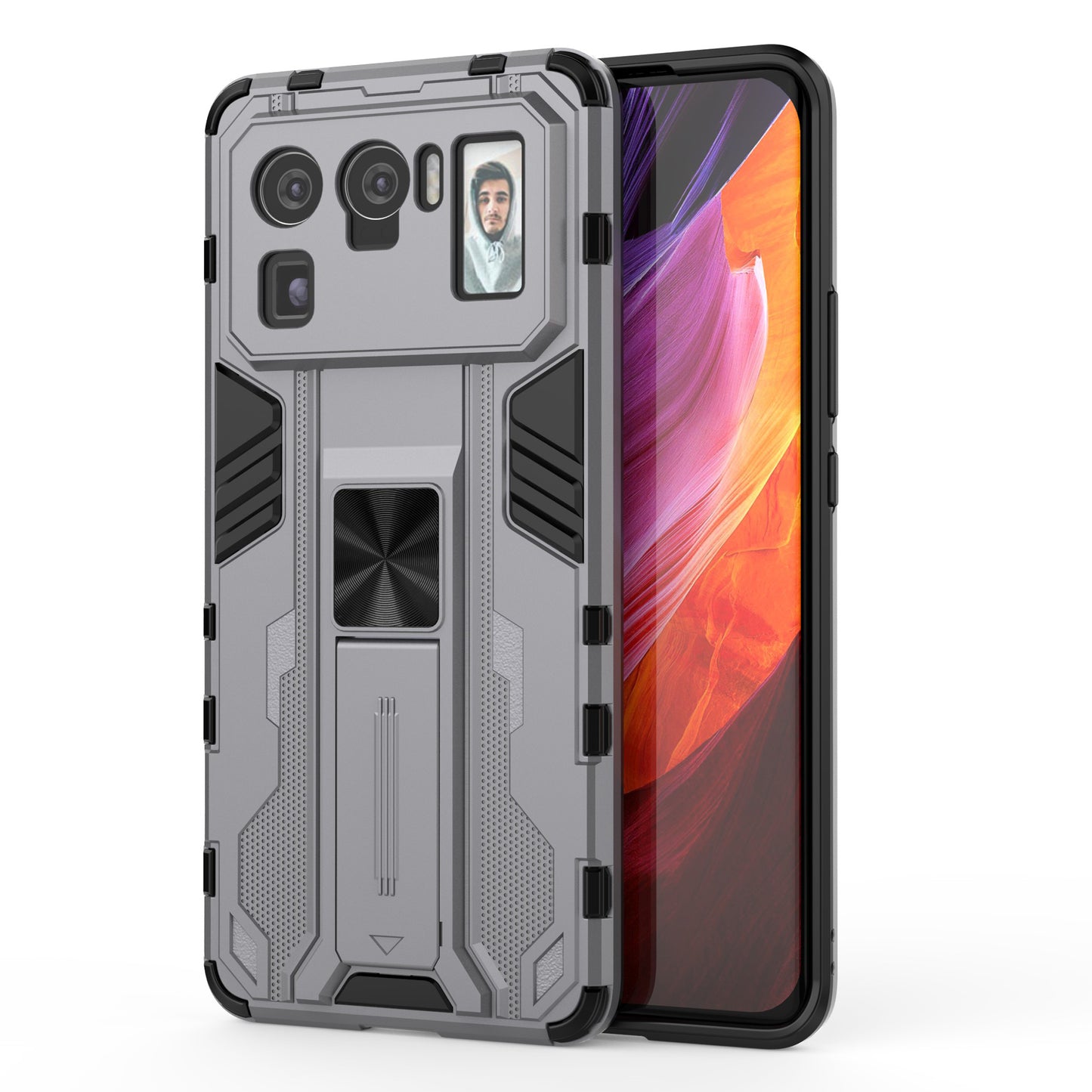 Well-Protected PC + TPU Combo Shockproof Phone Case with Kickstand Design for Xiaomi Mi 11 Ultra