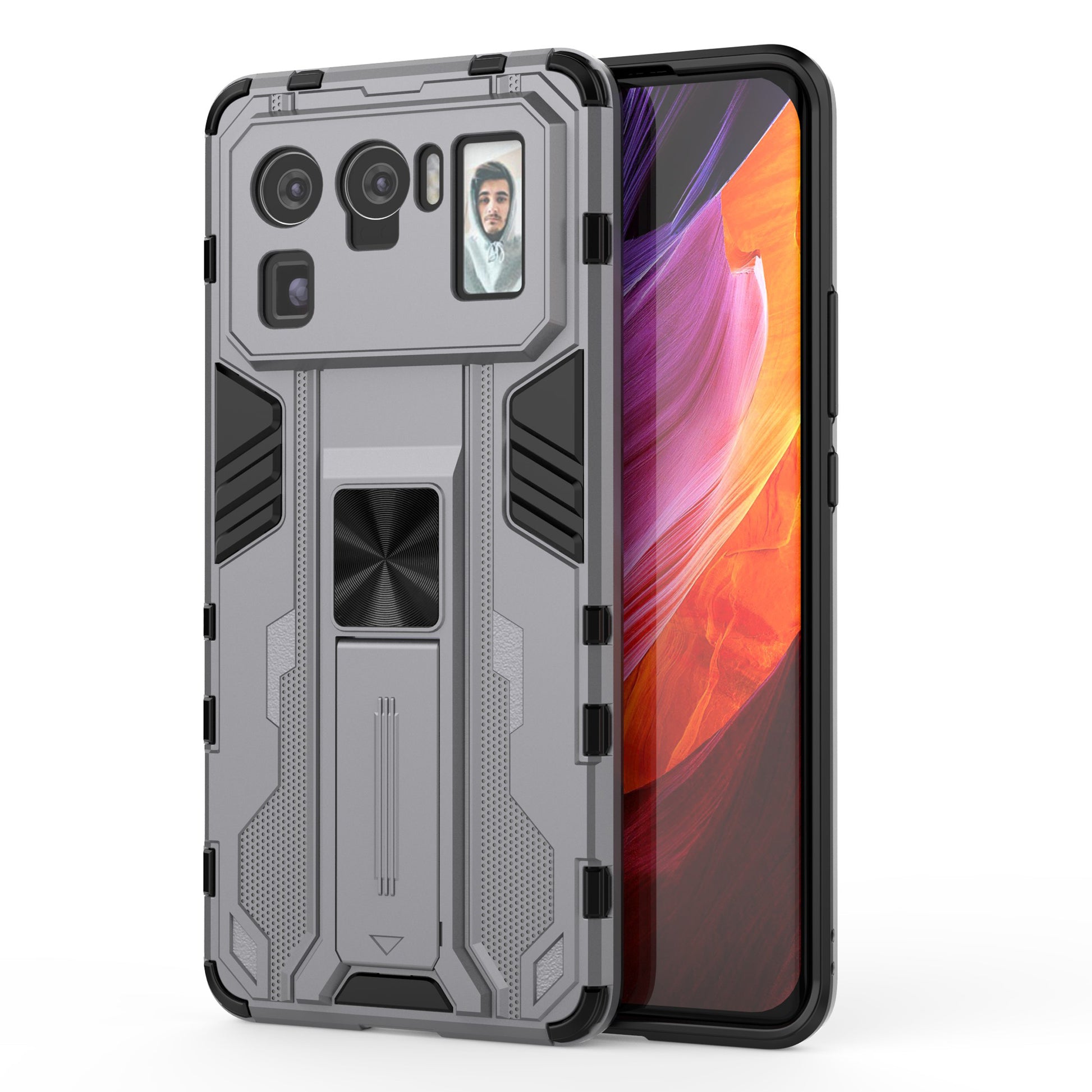 Well-Protected PC + TPU Combo Shockproof Phone Case with Kickstand Design for Xiaomi Mi 11 Ultra
