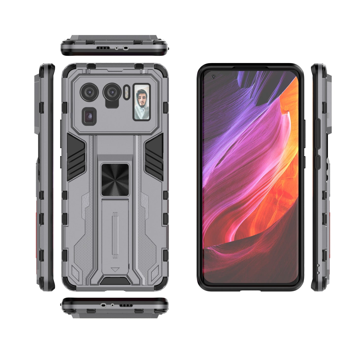 Well-Protected PC + TPU Combo Shockproof Phone Case with Kickstand Design for Xiaomi Mi 11 Ultra