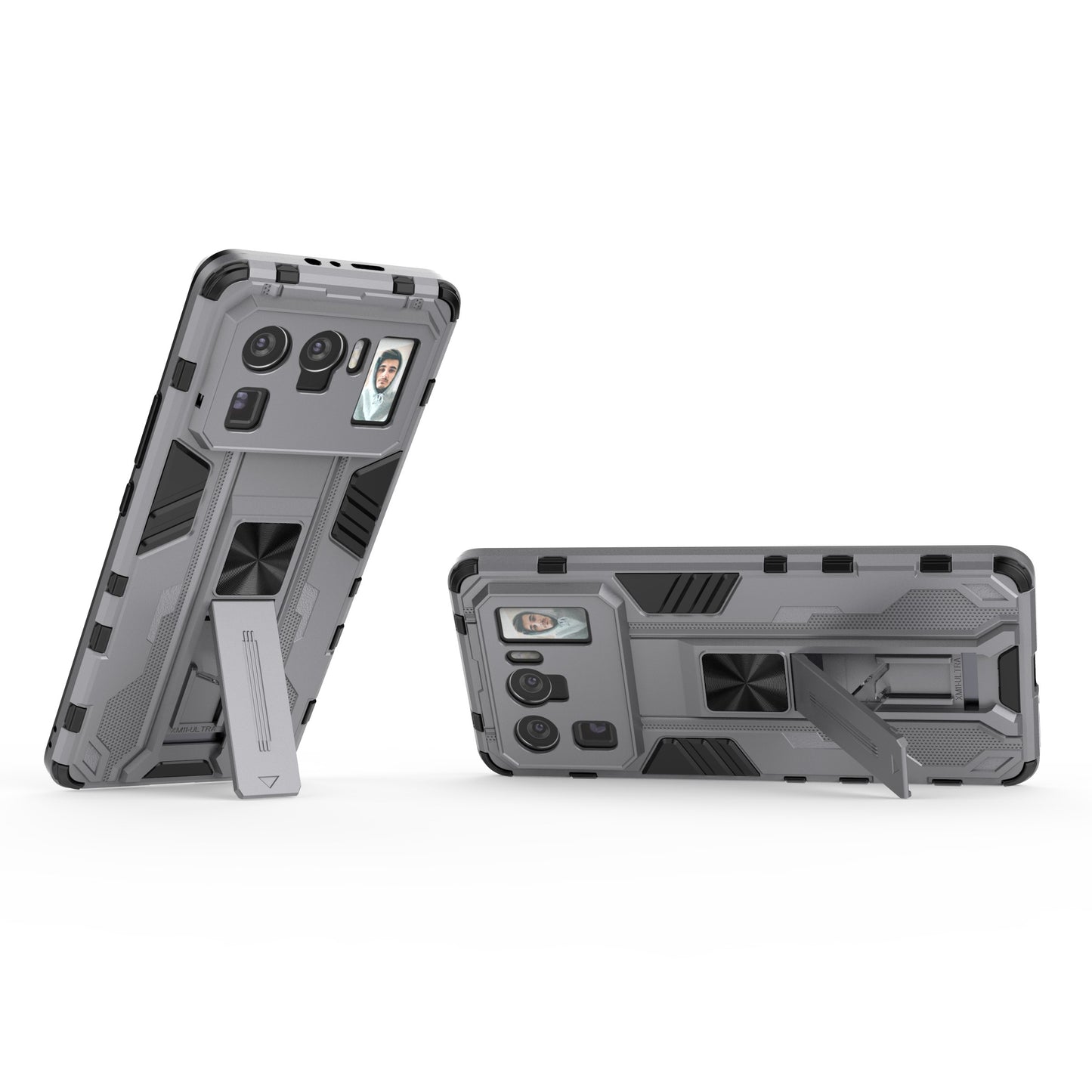 Well-Protected PC + TPU Combo Shockproof Phone Case with Kickstand Design for Xiaomi Mi 11 Ultra