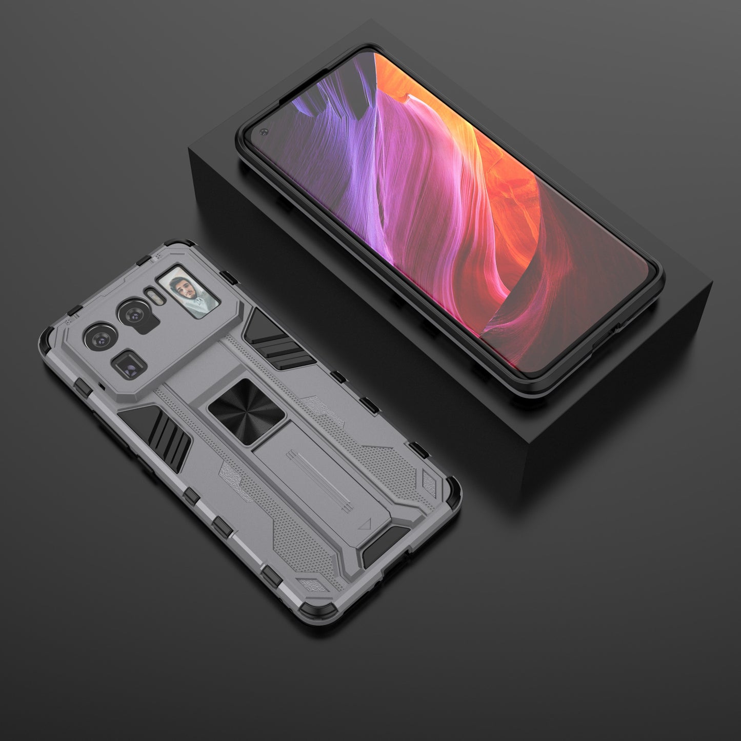Well-Protected PC + TPU Combo Shockproof Phone Case with Kickstand Design for Xiaomi Mi 11 Ultra
