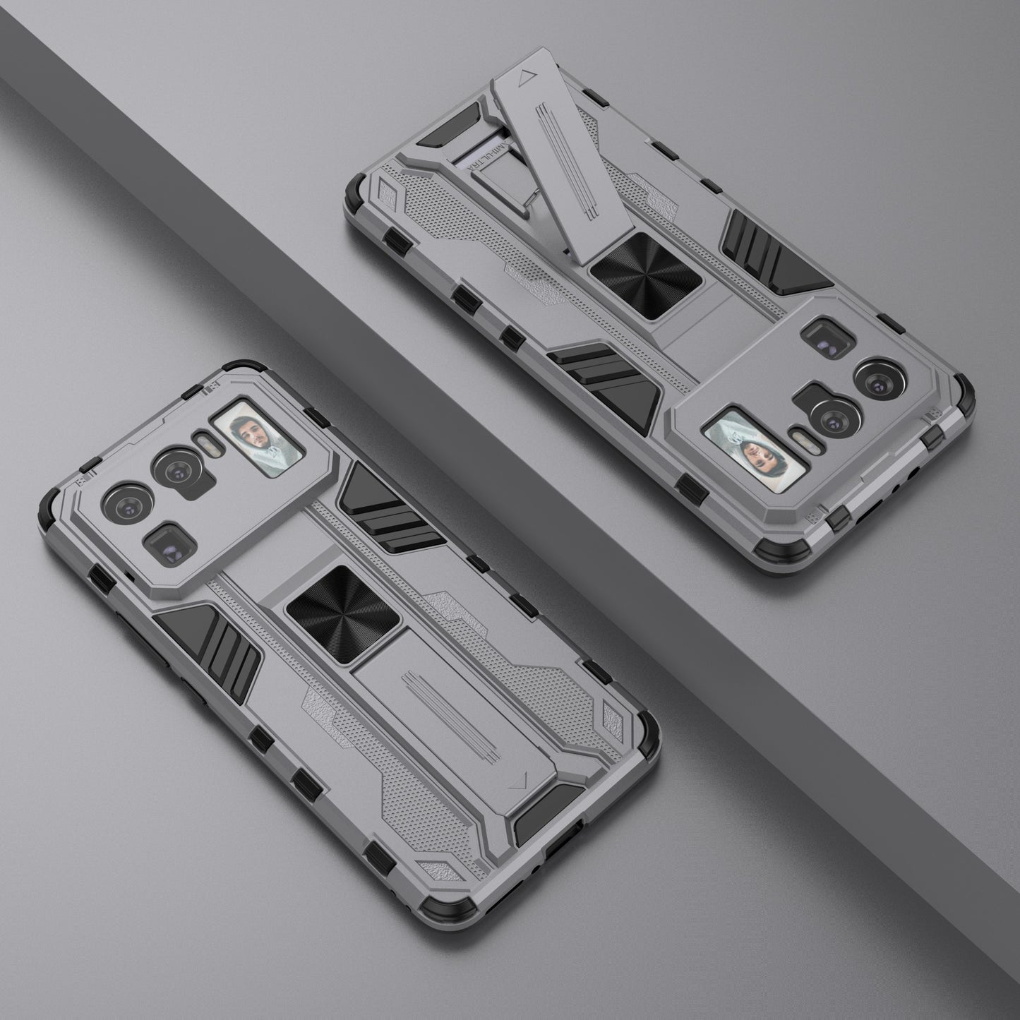 Well-Protected PC + TPU Combo Shockproof Phone Case with Kickstand Design for Xiaomi Mi 11 Ultra
