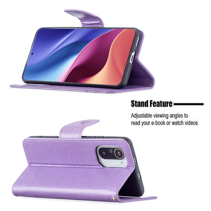 Imprint Butterflies Flower Wallet Stand Leather Case for Xiaomi Mi 11i / Poco F3 / Redmi K40 Pro / Redmi K40 / Redmi K40 Pro+