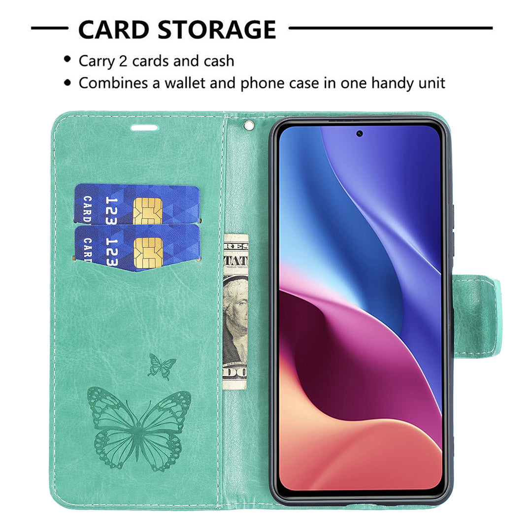 Imprint Butterflies Flower Wallet Stand Leather Case for Xiaomi Mi 11i / Poco F3 / Redmi K40 Pro / Redmi K40 / Redmi K40 Pro+