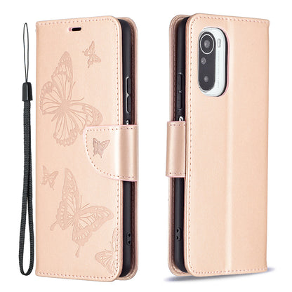 Imprint Butterflies Flower Wallet Stand Leather Case for Xiaomi Mi 11i / Poco F3 / Redmi K40 Pro / Redmi K40 / Redmi K40 Pro+