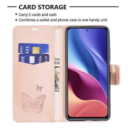 Imprint Butterflies Flower Wallet Stand Leather Case for Xiaomi Mi 11i / Poco F3 / Redmi K40 Pro / Redmi K40 / Redmi K40 Pro+