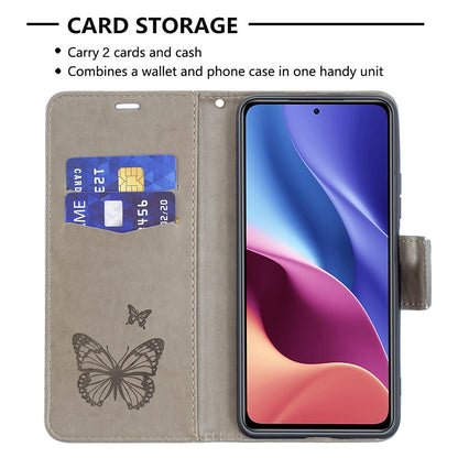 Imprint Butterflies Flower Wallet Stand Leather Case for Xiaomi Mi 11i / Poco F3 / Redmi K40 Pro / Redmi K40 / Redmi K40 Pro+