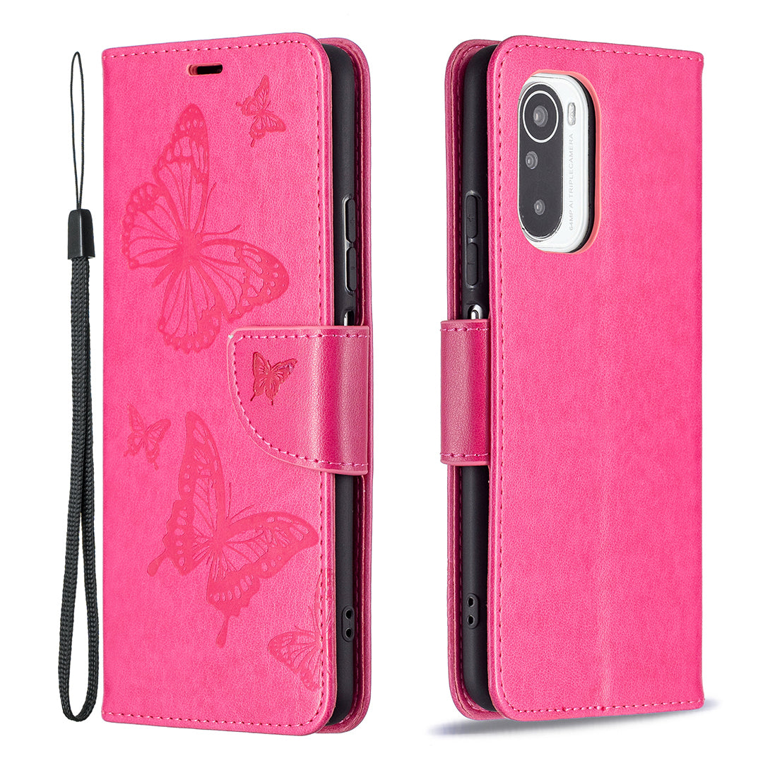 Imprint Butterflies Flower Wallet Stand Leather Case for Xiaomi Mi 11i / Poco F3 / Redmi K40 Pro / Redmi K40 / Redmi K40 Pro+