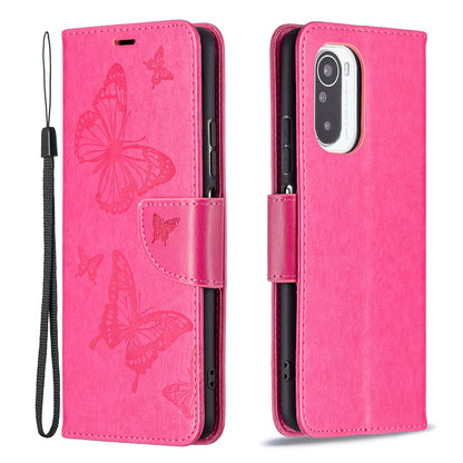 Imprint Butterflies Flower Wallet Stand Leather Case for Xiaomi Mi 11i / Poco F3 / Redmi K40 Pro / Redmi K40 / Redmi K40 Pro+