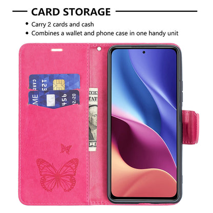 Imprint Butterflies Flower Wallet Stand Leather Case for Xiaomi Mi 11i / Poco F3 / Redmi K40 Pro / Redmi K40 / Redmi K40 Pro+