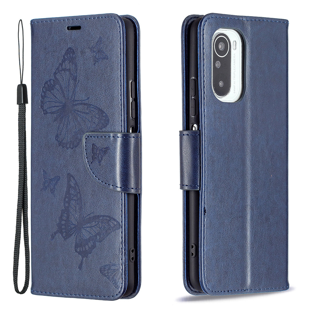 Imprint Butterflies Flower Wallet Stand Leather Case for Xiaomi Mi 11i / Poco F3 / Redmi K40 Pro / Redmi K40 / Redmi K40 Pro+
