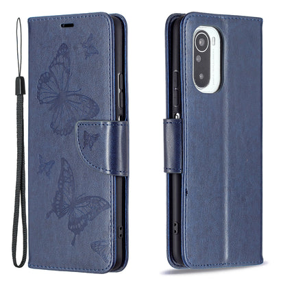 Imprint Butterflies Flower Wallet Stand Leather Case for Xiaomi Mi 11i / Poco F3 / Redmi K40 Pro / Redmi K40 / Redmi K40 Pro+