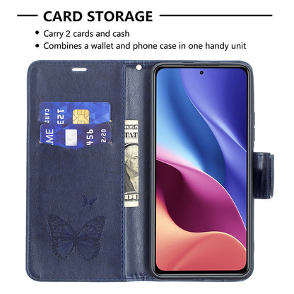 Imprint Butterflies Flower Wallet Stand Leather Case for Xiaomi Mi 11i / Poco F3 / Redmi K40 Pro / Redmi K40 / Redmi K40 Pro+
