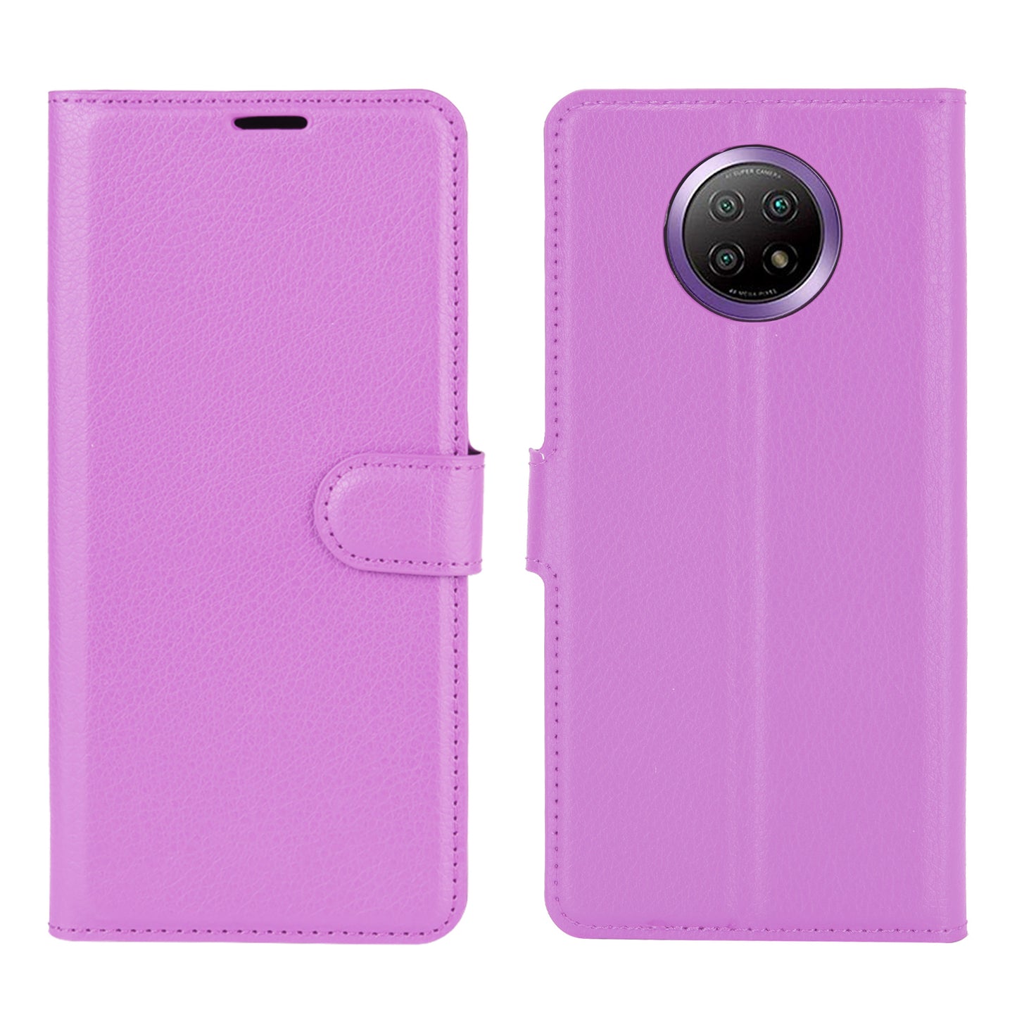 Wallet Design Folio Flip Litchi Texture Leather Phone Case with Stand for Xiaomi Redmi Note 9 5G/Note 9T 5G