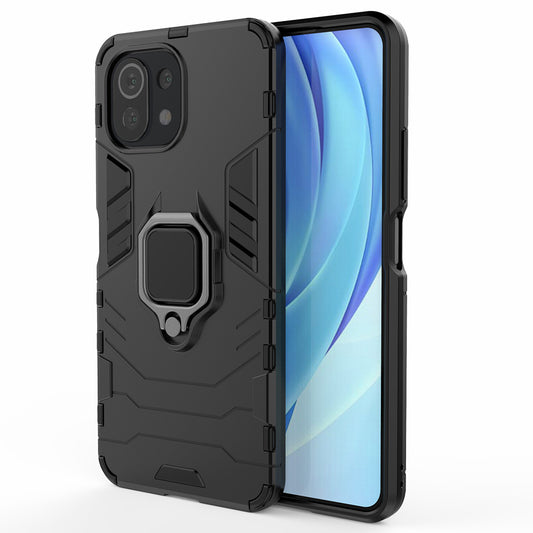 2-in-1 PC TPU Cool Guard Hybrid Cover Well-Protected Case with Ring Holder Kickstand for Xiaomi Mi 11 Lite 4G / 5G / 11 Lite 5G NE