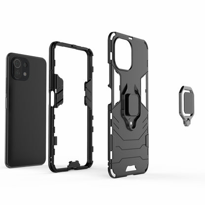 2-in-1 PC TPU Cool Guard Hybrid Cover Well-Protected Case with Ring Holder Kickstand for Xiaomi Mi 11 Lite 4G / 5G / 11 Lite 5G NE
