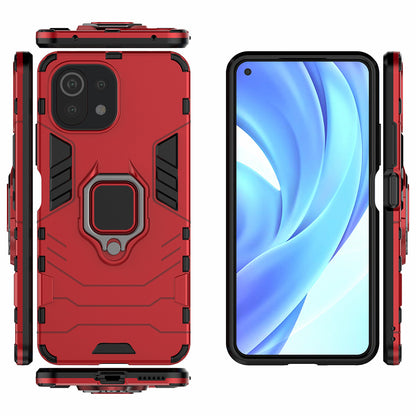 2-in-1 PC TPU Cool Guard Hybrid Cover Well-Protected Case with Ring Holder Kickstand for Xiaomi Mi 11 Lite 4G / 5G / 11 Lite 5G NE