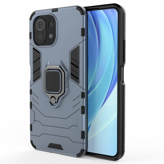 2-in-1 PC TPU Cool Guard Hybrid Cover Well-Protected Case with Ring Holder Kickstand for Xiaomi Mi 11 Lite 4G / 5G / 11 Lite 5G NE
