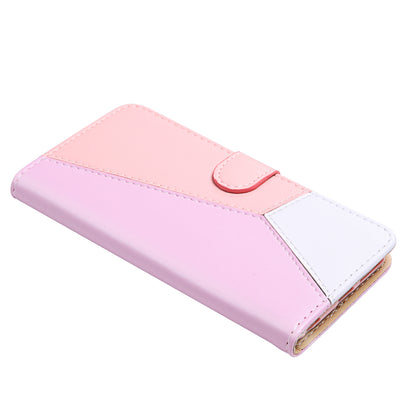 Three-color Splicing Leather Cover Wallet Stand Protective Case for Xiaomi Redmi Note 10 4G / Note 10S / Poco M5s 4G