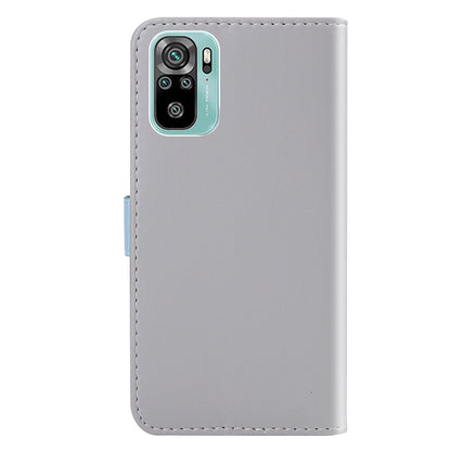 Three-color Splicing Leather Cover Wallet Stand Protective Case for Xiaomi Redmi Note 10 4G / Note 10S / Poco M5s 4G
