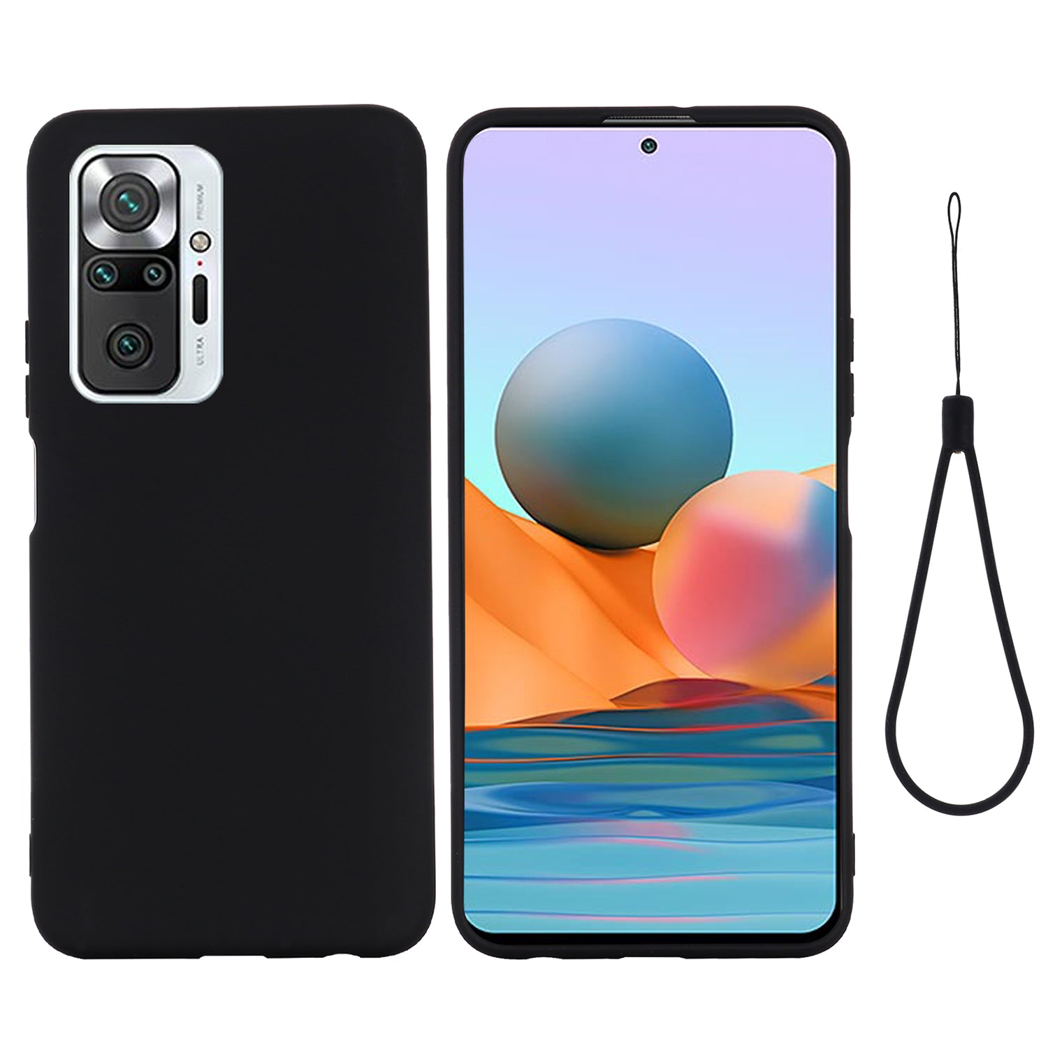 Liquid Silicone Soft Cover Case with Handy Strap for Xiaomi Redmi Note 10 Pro Max / Redmi Note 10 Pro
