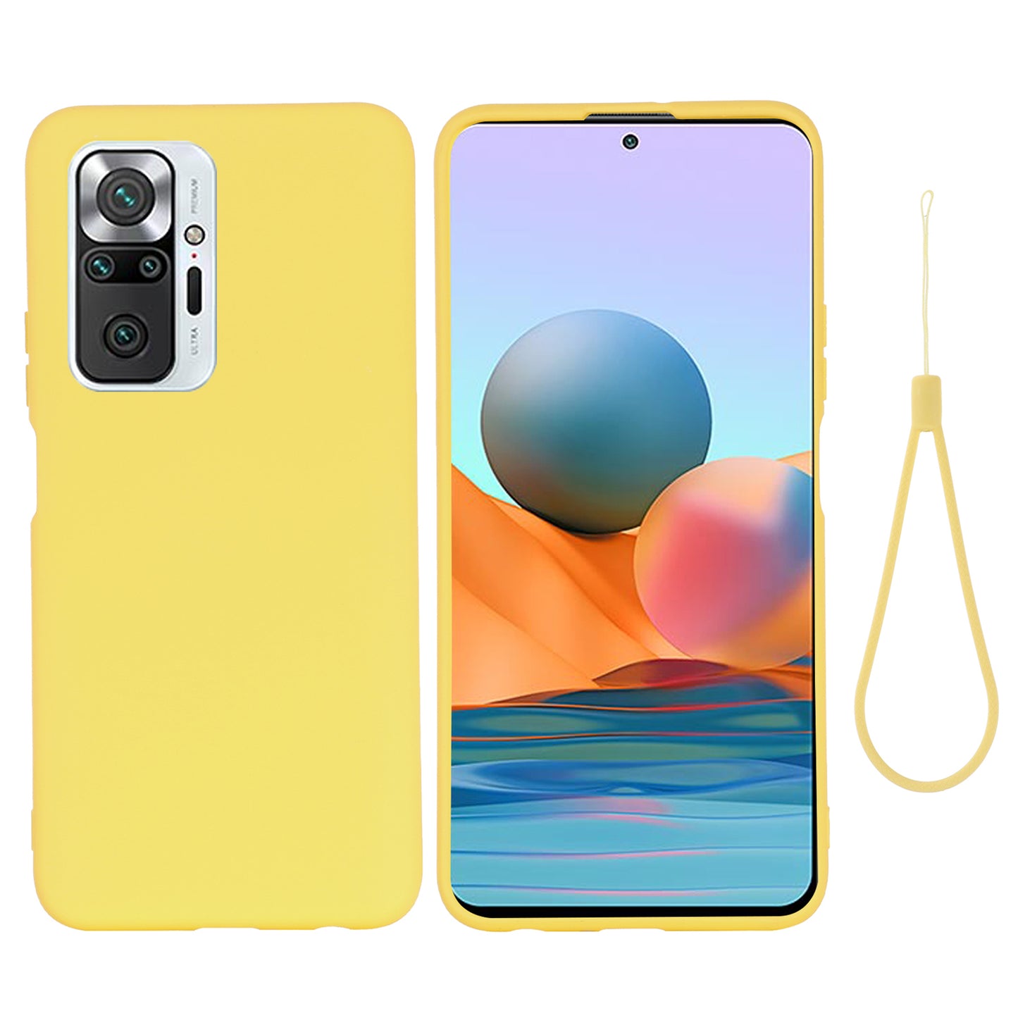 Liquid Silicone Soft Cover Case with Handy Strap for Xiaomi Redmi Note 10 Pro Max / Redmi Note 10 Pro