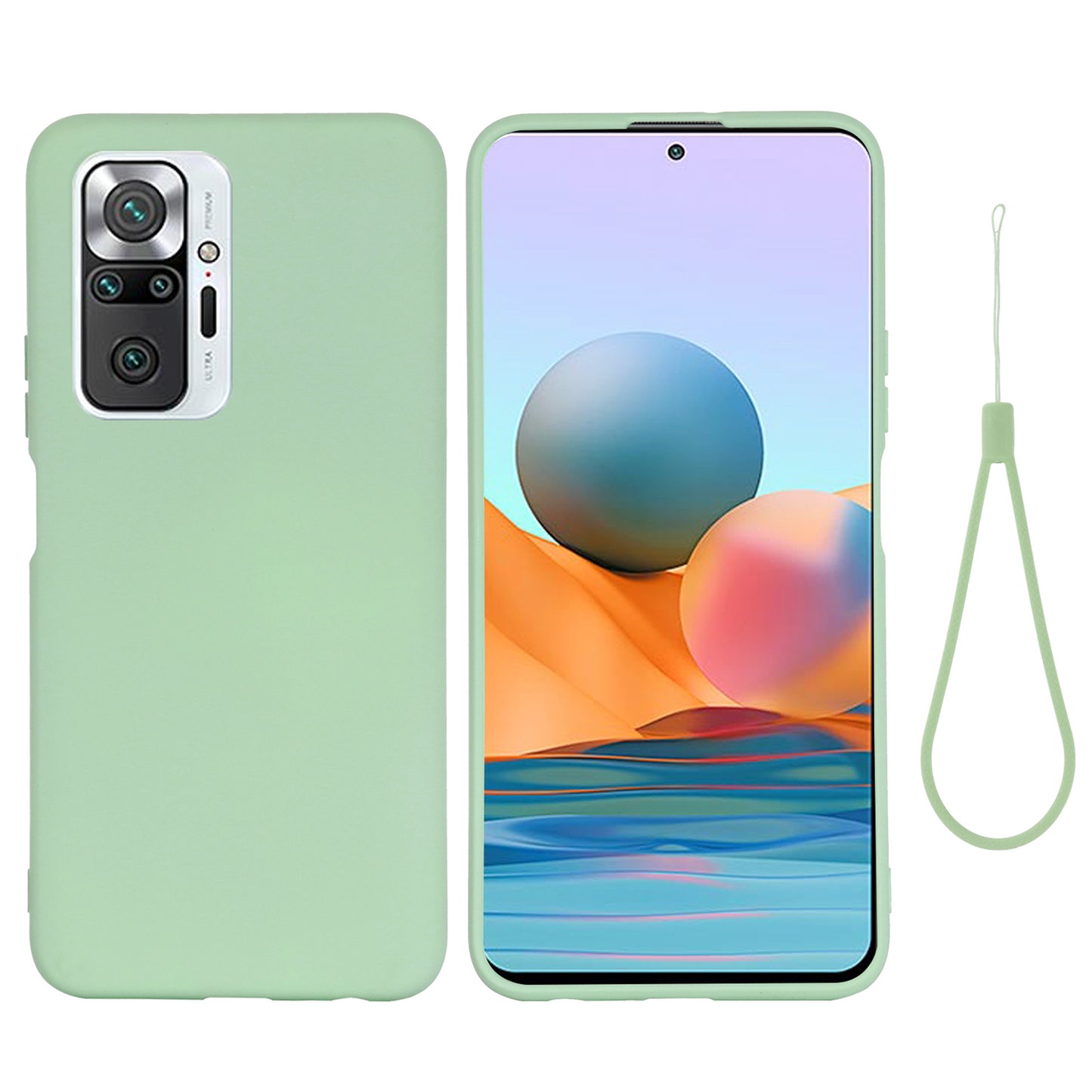Liquid Silicone Soft Cover Case with Handy Strap for Xiaomi Redmi Note 10 Pro Max / Redmi Note 10 Pro