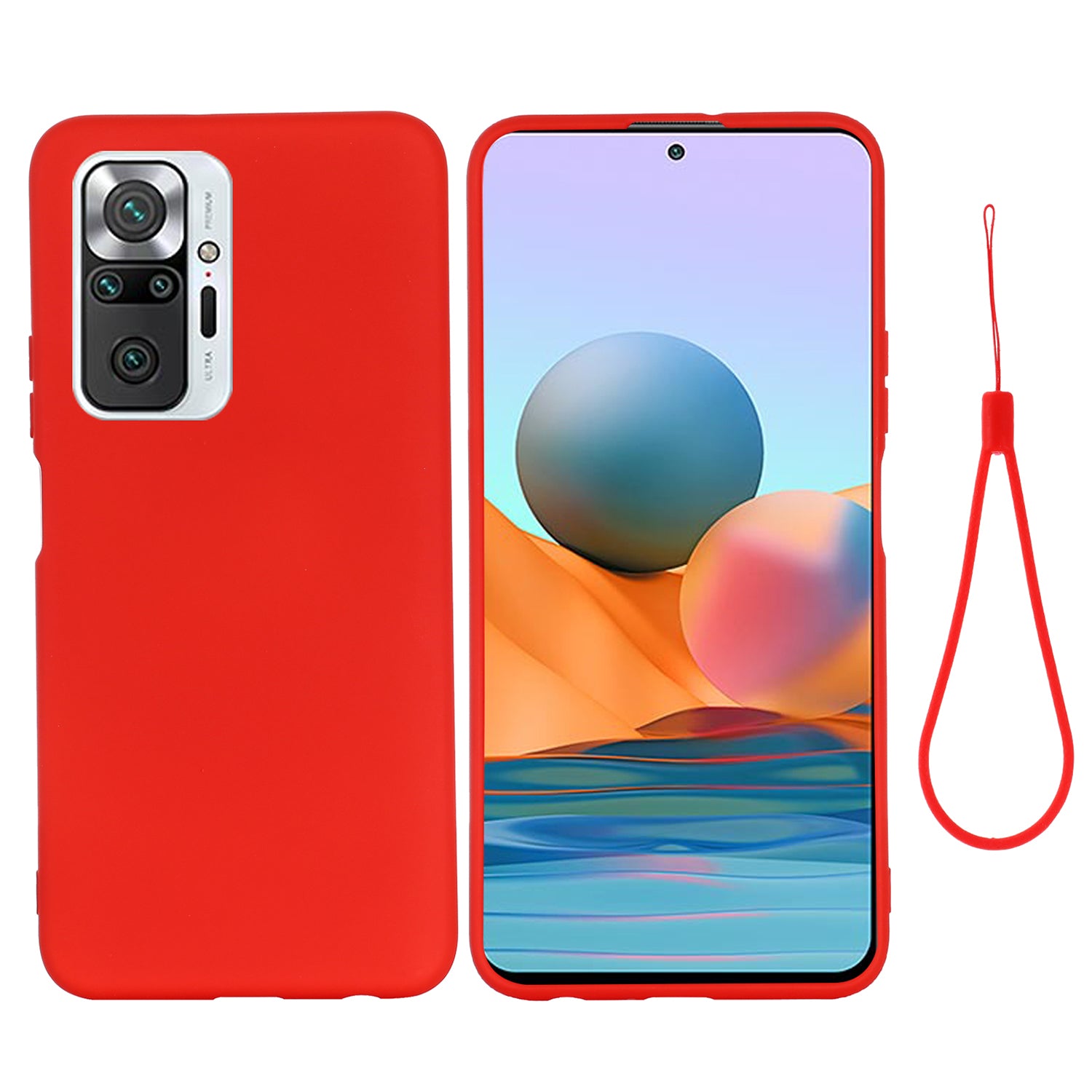 Liquid Silicone Soft Cover Case with Handy Strap for Xiaomi Redmi Note 10 Pro Max / Redmi Note 10 Pro