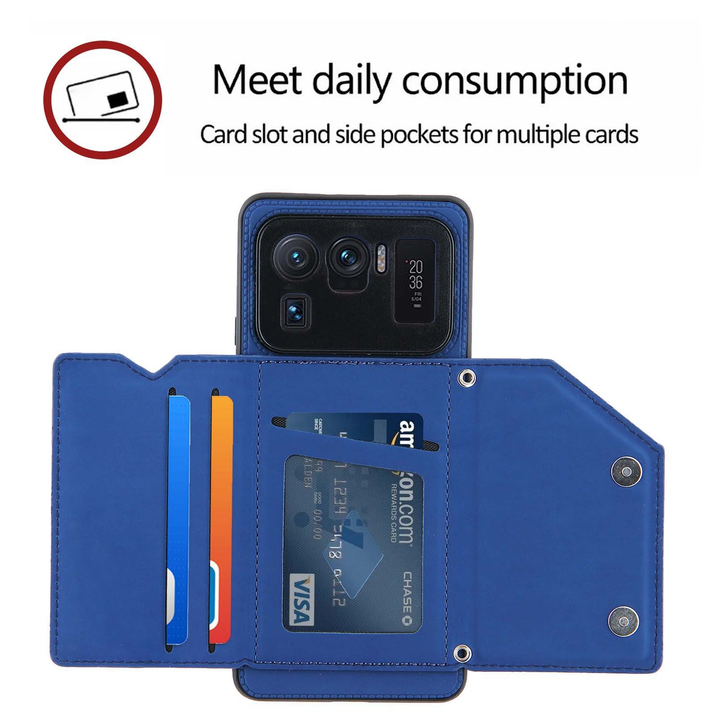 Stand Card Holder Rubberized Leather Skin TPU Phone Case for Xiaomi Mi 11 Ultra