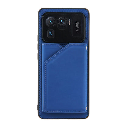 Stand Card Holder Rubberized Leather Skin TPU Phone Case for Xiaomi Mi 11 Ultra