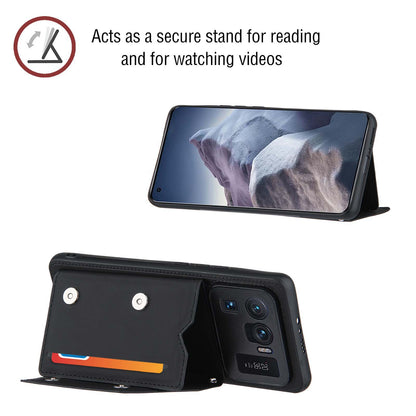 Stand Card Holder Rubberized Leather Skin TPU Phone Case for Xiaomi Mi 11 Ultra