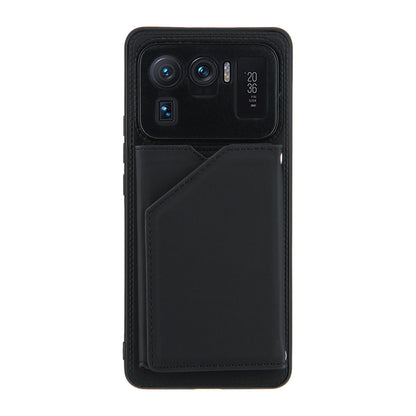 Stand Card Holder Rubberized Leather Skin TPU Phone Case for Xiaomi Mi 11 Ultra
